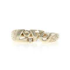Yellow Gold Diamond Love Band - 10k Single Cut Solitaire Ring