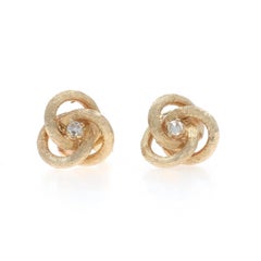 Orecchini con nodo d'amore in oro giallo con diamanti - 14k Singolo cerchio triplo trafitto