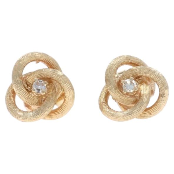 Gelbgold Diamant Love Knot Ohrstecker - 14k Single Triple Circle durchbohrt im Angebot