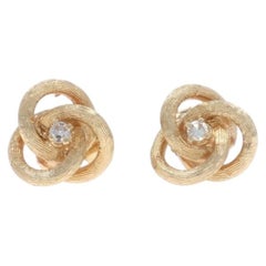 Orecchini con nodo d'amore in oro giallo con diamanti - 14k Singolo cerchio triplo trafitto