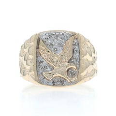Yellow Gold Diamond Majestic Eagle Ring - 10k Single Swooping Bird