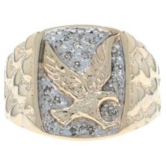 Bague en or jaune diamantée aigle Majestic - 10k Single Swooping Bird