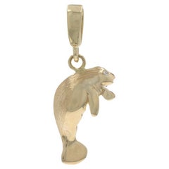 Yellow Gold Diamond Manatee Pendant - 14k Ocean Life