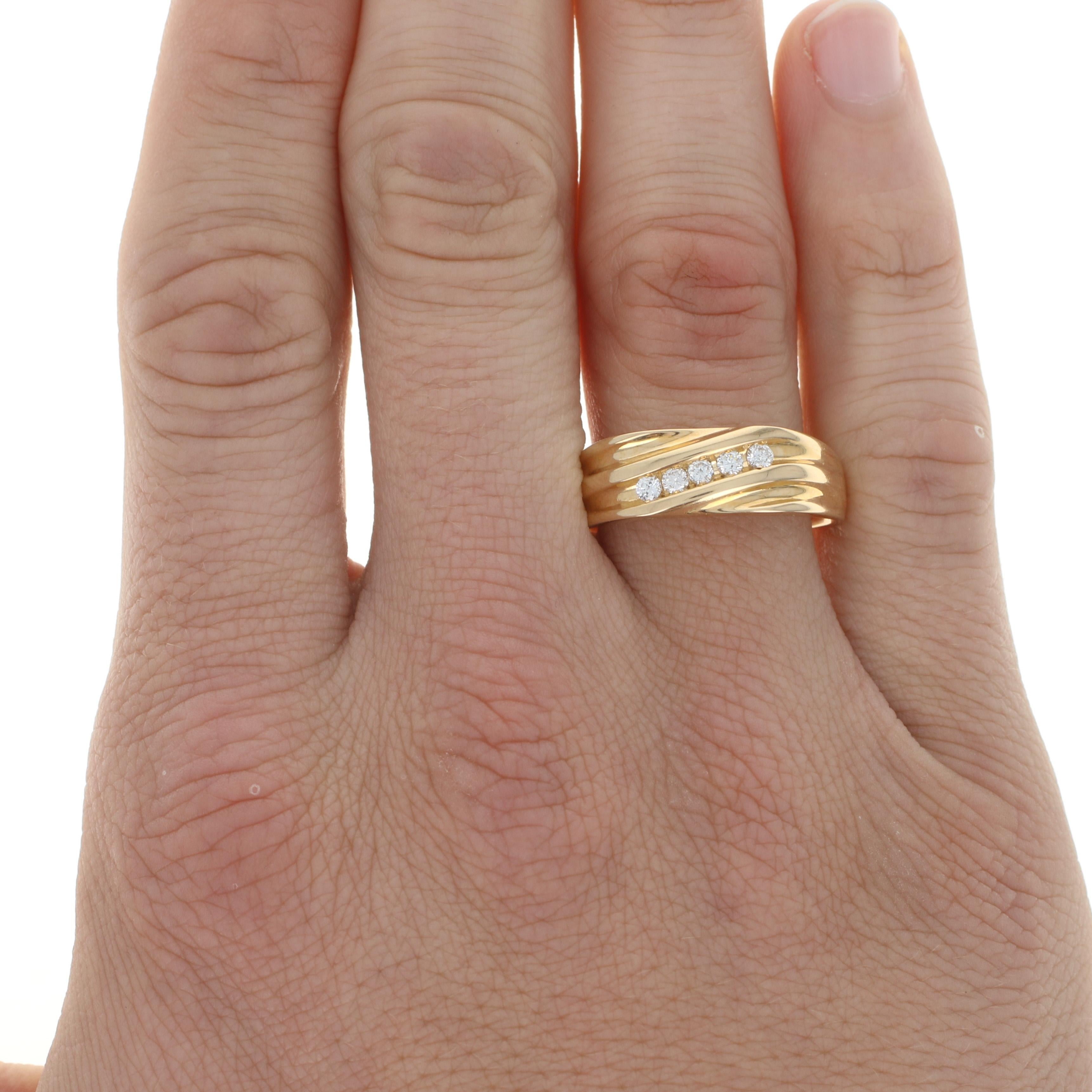 Uncut Yellow Gold Diamond Men's Five-Stone Ring 14k Round Brilliant.25ctw Wedding Band