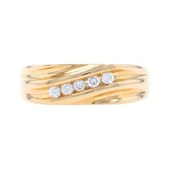 Yellow Gold Diamond Men's Five-Stone Ring 14k Round Brilliant.25ctw Wedding Band