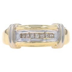 Yellow Gold Diamond Men's Ring - 10k Princess .35ctw Seven-Stone Wedding Band