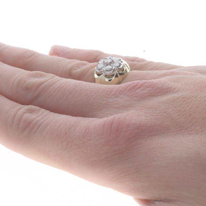 Gelbgold Diamant Herrenring - 10k Rund Brillant 1.00ctw Cluster 1