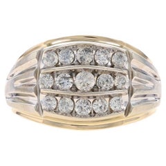 Yellow Gold Diamond Men's Ring - 10k Round Brilliant 1.00ctw Cluster