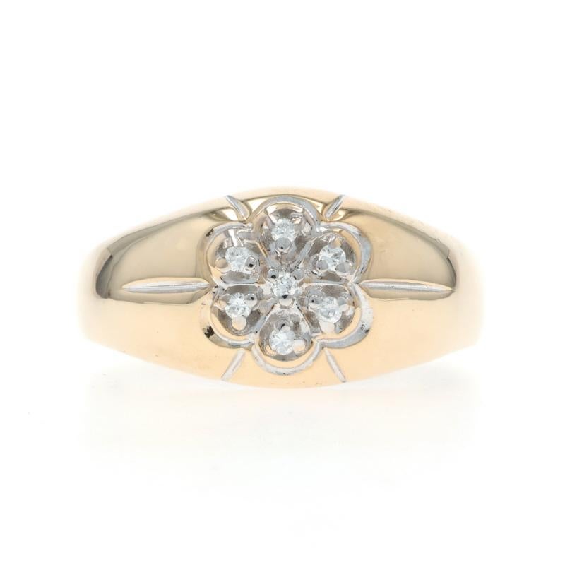 Taille : 12
Frais de taille : Up&Up pour 40 $ ou Down pour 40 $.

Contenu métallique : Or jaune 10k et or blanc 10k

Informations sur les pierres

Diamants naturels
Carat(s) : .10ctw
Coupe : Brillant rond
Couleur : G - H
Clarté : VS1 - VS2

Total