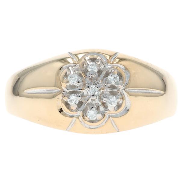 Bague pour homme en or jaune avec diamant - 10k Round Brilliant .10ctw