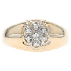 Bague pour homme en or jaune avec diamant - 10k Round Brilliant .10ctw