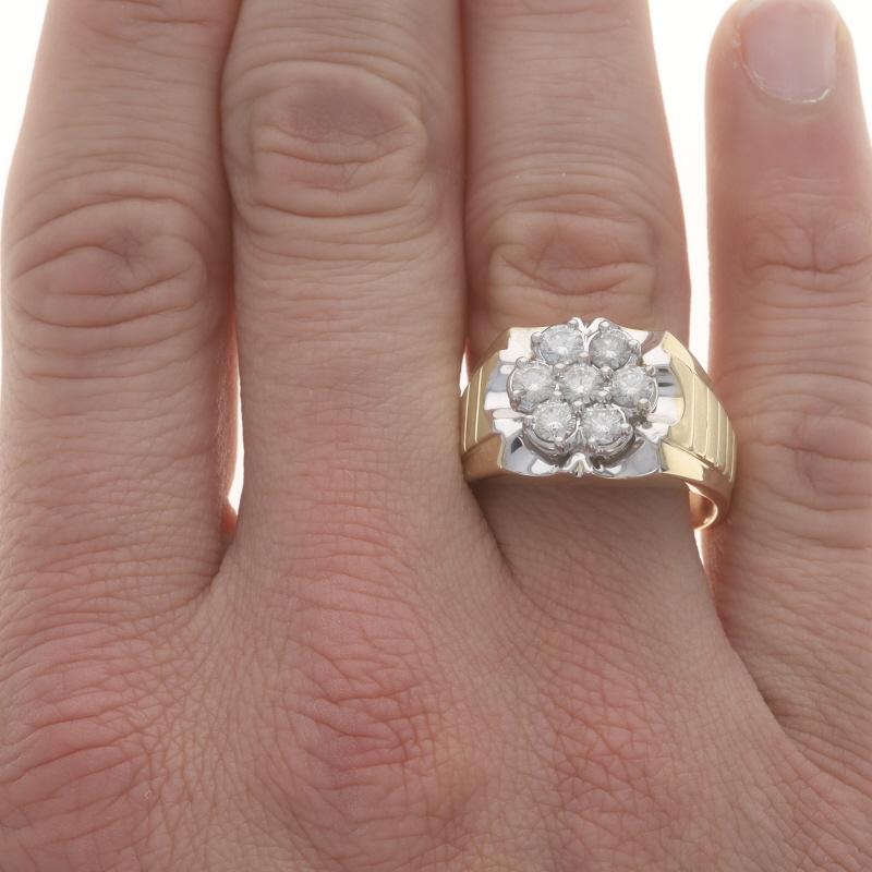 Gelbgold Diamant Herrenring - 10k Rund Brillant 1.54ctw Cluster (Rundschliff)