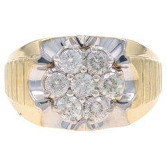 Gelbgold Diamant Herrenring - 10k Rund Brillant 1.54ctw Cluster