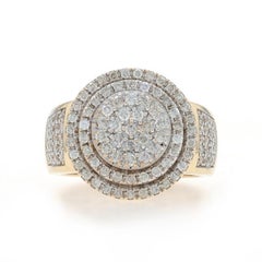 Yellow Gold Diamond Men's Ring - 10k Round Brilliant 2.00ctw Cluster Halo SZ 10