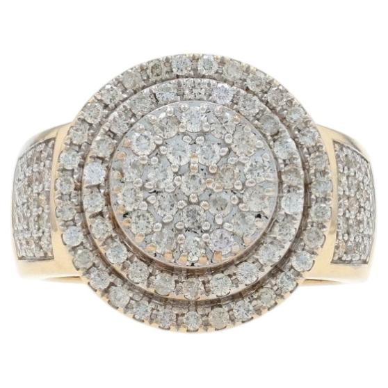 Yellow Gold Diamond Men's Ring - 10k Round Brilliant 2.00ctw Cluster Halo SZ 10
