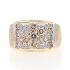 Yellow Gold Diamond Men's Ring - 10k Round Brilliant 2.20ctw Cluster