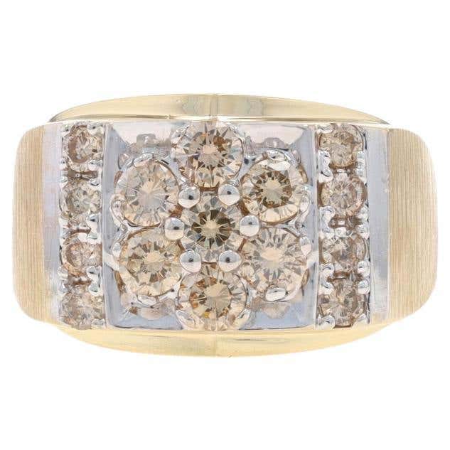 0.52ctw Men's Diamond Cluster Ring 10k Yellow White Gold Size 10 For ...