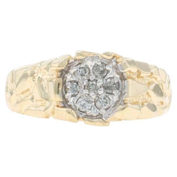 Yellow Gold Diamond Men's Ring - 10k Round Brilliant .25ctw For Sale