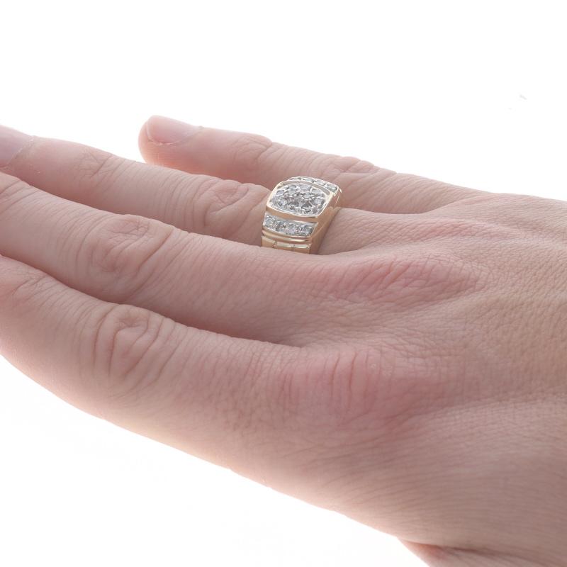 Gelbgold Diamant Herrenring - 10k Rund Brillant .32ctw Cluster 1