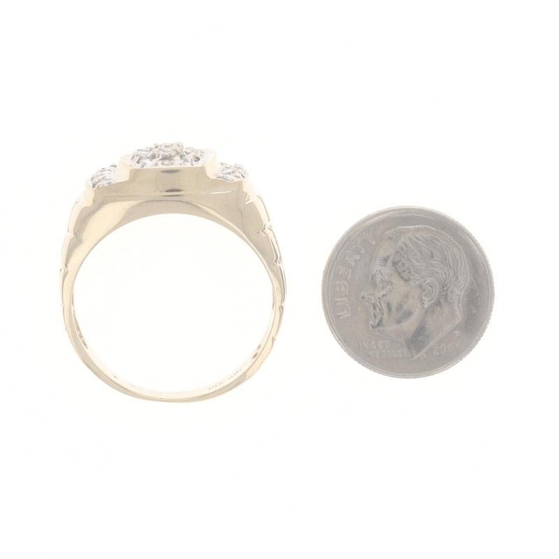 Gelbgold Diamant Herrenring - 10k Rund Brillant .32ctw Cluster 2