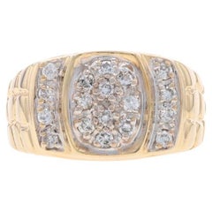 Gelbgold Diamant Herrenring - 10k Rund Brillant .32ctw Cluster