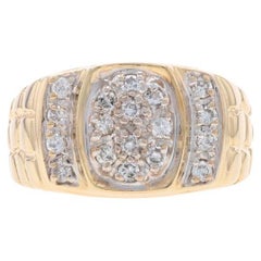 Yellow Gold Diamond Men's Ring - 10k Round Brilliant .32ctw Cluster