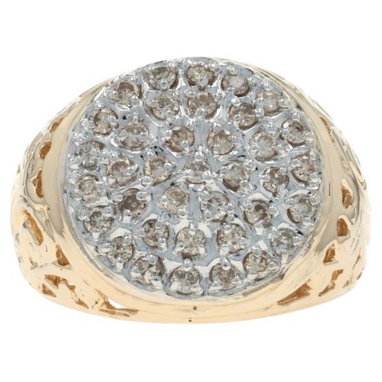 Bague pour homme en or jaune avec diamant - 10k Round Brilliant .50ctw Cluster