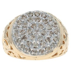 Bague pour homme en or jaune avec diamant - 10k Round Brilliant .50ctw Cluster