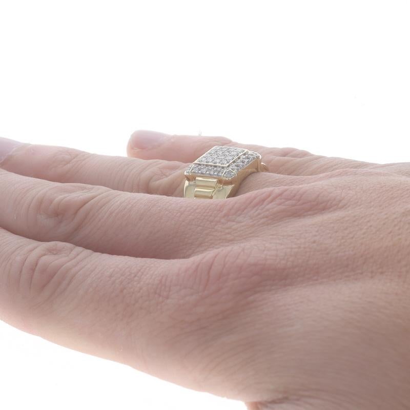 Gelbgold Diamant Herrenring - 10k Rund Brillant .50ctw Cluster Halo 1