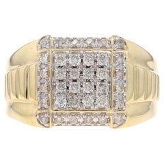 Gelbgold Diamant Herrenring - 10k Rund Brillant .50ctw Cluster Halo