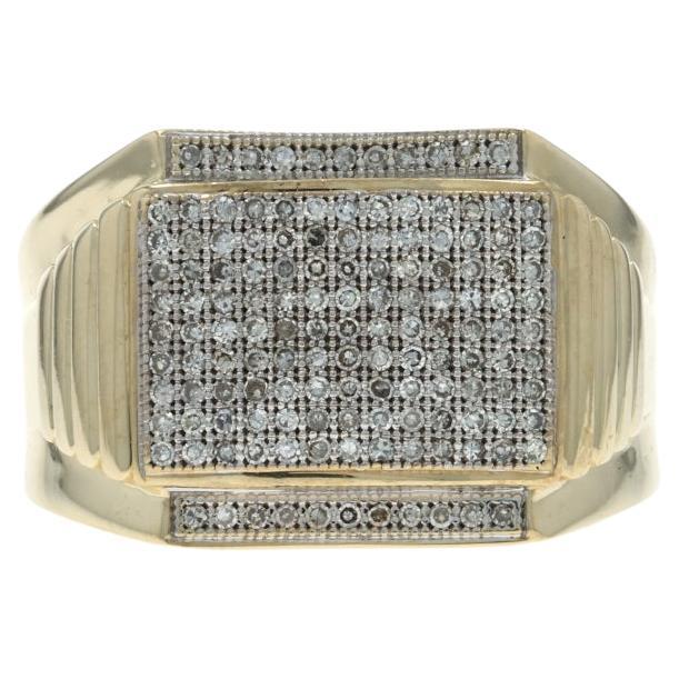 Bague pour homme en or jaune avec diamant - 10k Single .50ctw Pave