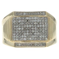 Yellow Gold Diamond Men's Ring - 10k Single .50ctw Pave