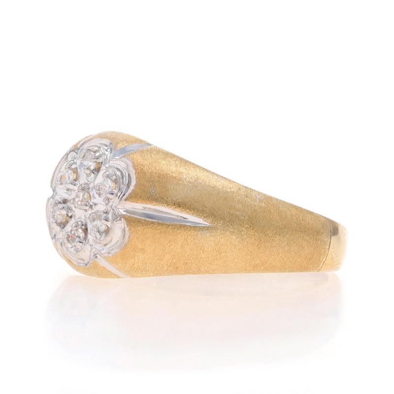 Yellow Gold Diamond Men's Ring - 10k Single Cut .10ctw Floral Cluster 1