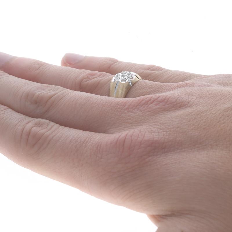 Yellow Gold Diamond Men's Ring - 10k Single Cut .10ctw Floral Cluster 2