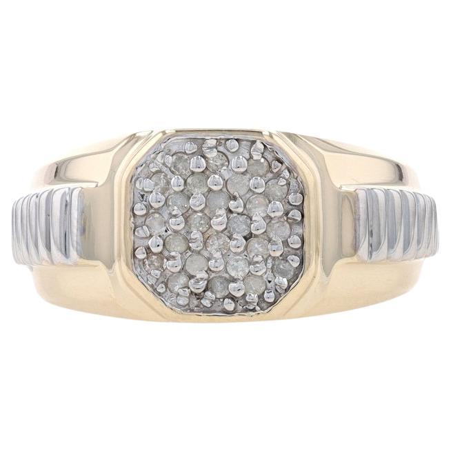 Yellow Gold Diamond Men's Ring - 10k Single Cut .25ctw Cluster For Sale ...