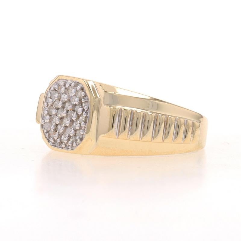 Yellow Gold Diamond Men's Ring - 10k Single Cut .33ctw Cluster In Excellent Condition For Sale In Greensboro, NC