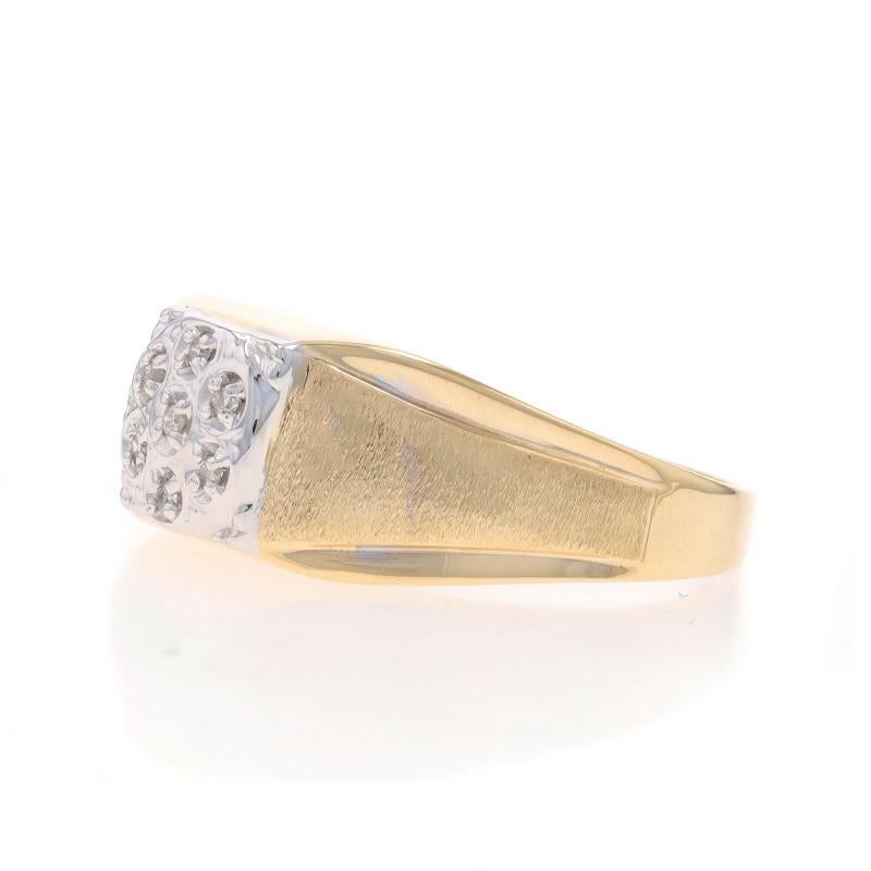 Yellow Gold Diamond Men's Ring - 10k Single Cut Cluster Brushed For Sale 1