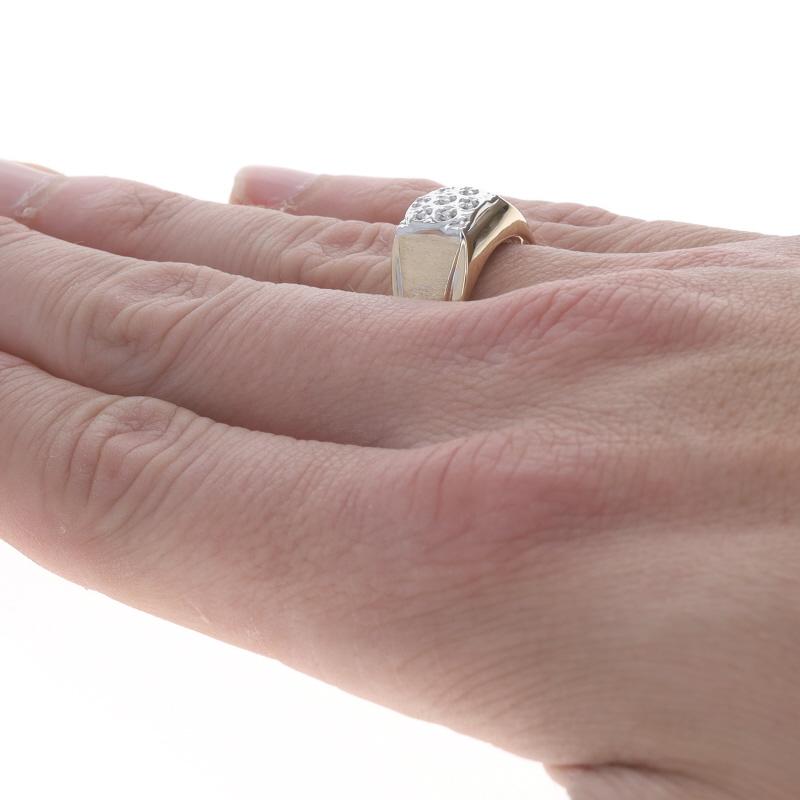 Yellow Gold Diamond Men's Ring - 10k Single Cut Cluster Brushed For Sale 2