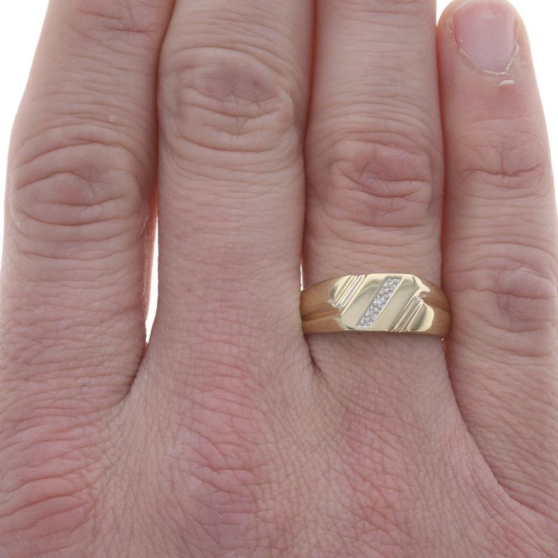 Gelbgold Diamant Herrenring - 10k Single Cut Streifen im Einzelschliff (Einfacher Schliff)