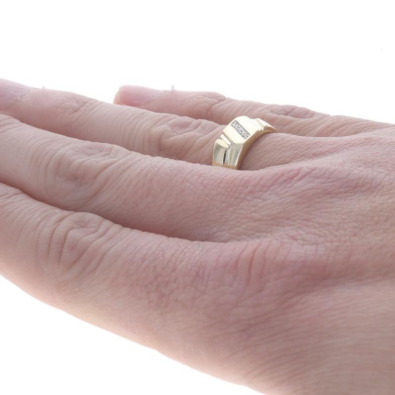 Gelbgold Diamant Herrenring - 10k Single Cut Streifen im Einzelschliff 1