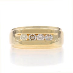 Yellow Gold Diamond Men's Ring 14k Rd .60ctw Four-Stone Channel Set Wedding Band