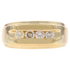 Yellow Gold Diamond Men's Ring 14k Rd .60ctw Four-Stone Channel Set Wedding Band