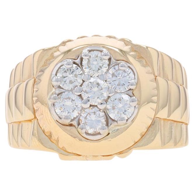 Yellow Gold Diamond Men's Ring - 14k Round Brilliant 1.00ctw Cluster ...