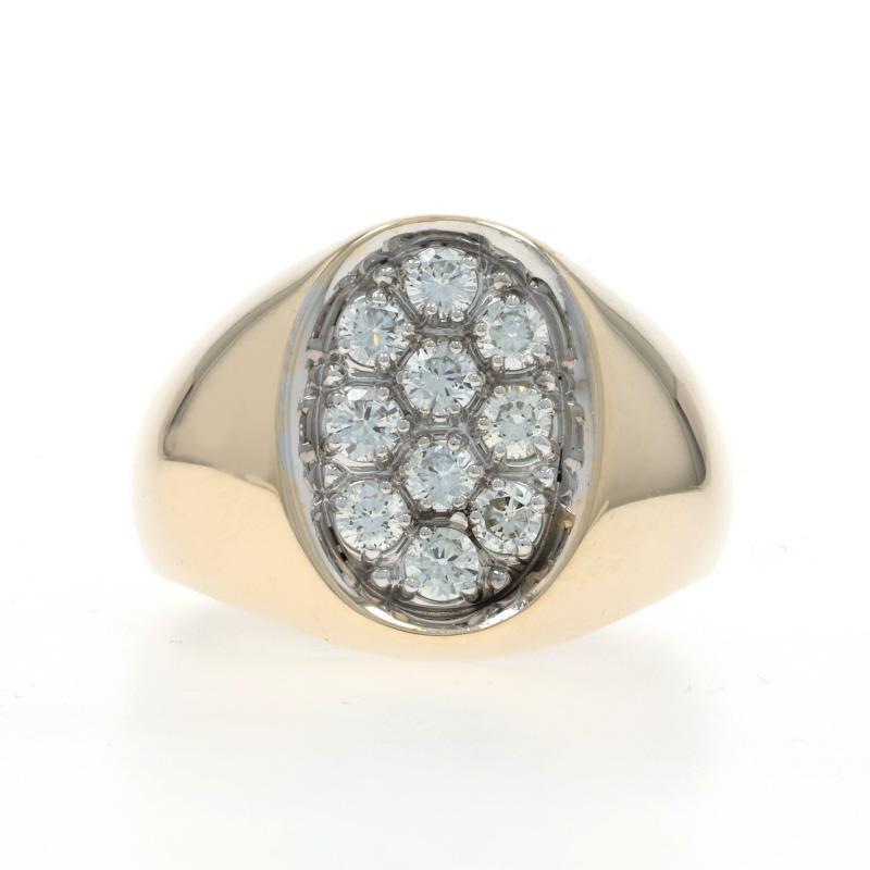 Yellow Gold Diamond Men
s Ring - 14k Round Brilliant 1.00ctw For Sale