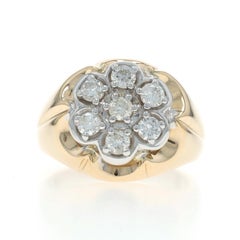 Yellow Gold Diamond Men's Ring - 14k Round Brilliant 1.10ctw