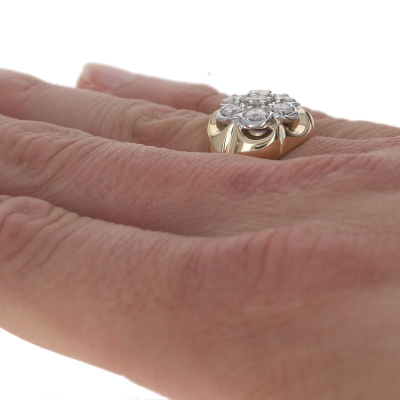 Uomo Anello da uomo con diamante in oro giallo - 14k Brilliante rotondo 1,10ctw in vendita