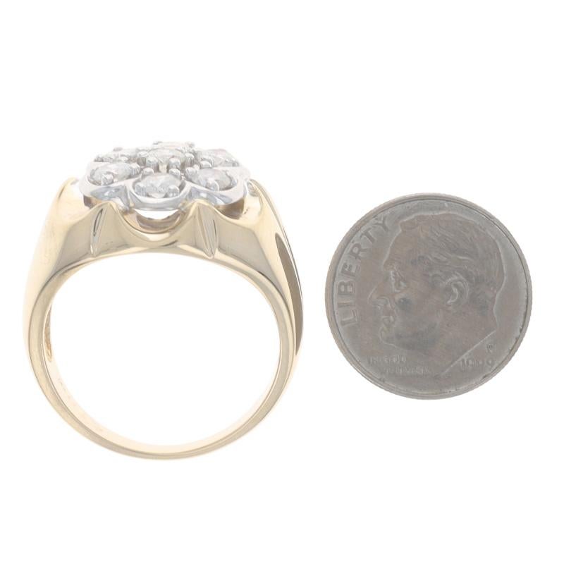 Anello da uomo con diamante in oro giallo - 14k Brilliante rotondo 1,10ctw in vendita 1