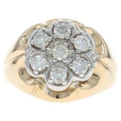 Bague pour homme en or jaune avec diamant - 14k Round Brilliant 1.10ctw