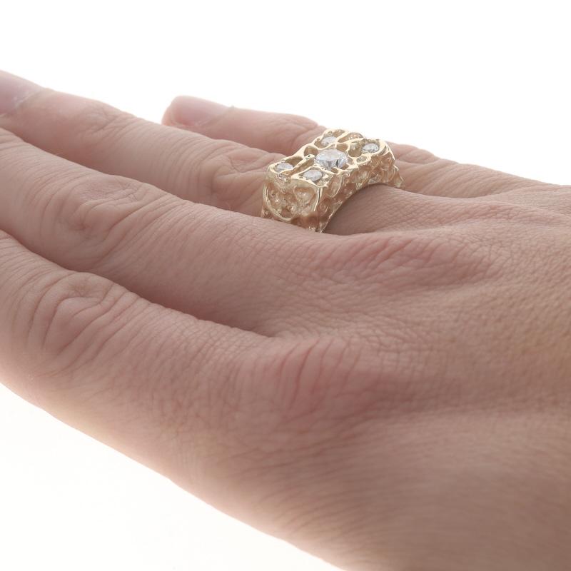 Yellow Gold Diamond Men's Ring - 14k Round Brilliant 1.10ctw Nugget Cluster For Sale 1