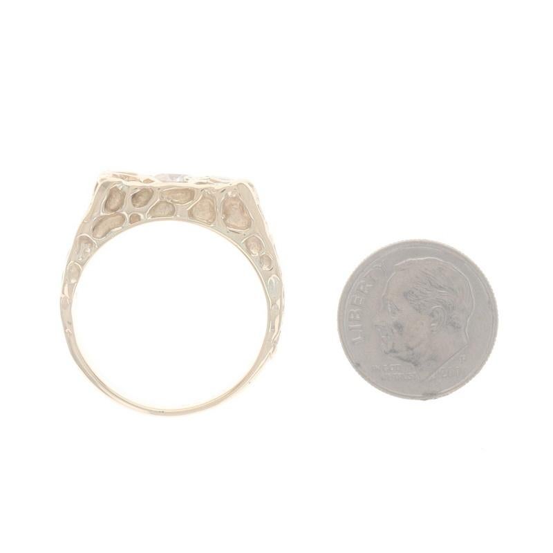 Yellow Gold Diamond Men's Ring - 14k Round Brilliant 1.10ctw Nugget Cluster For Sale 2